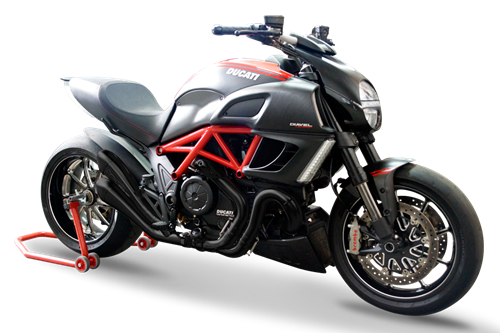 Picture of HP CORSE APPROVED DUAL HYDROFORM BLACK SLIP ON EXHAUST FOR DUCATI DIAVEL 1200 2018-2018