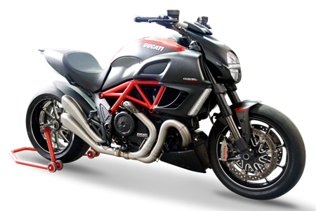 Picture of HP CORSE APPROVED DUAL STAINLESS STEEL HYDROFORM SLIP ON EXHAUST FOR DUCATI DIAVEL 2010-2018