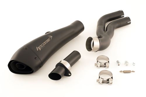 Picture of HP CORSE APPROVED BLACK CERAMIC HYDROFORM SLIP ON NON CATALYZED LINK PIPE FOR HONDA CB 1000 R 2008-2016